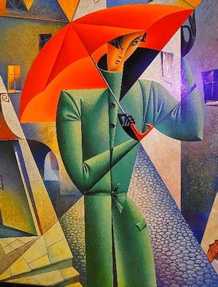 Umbrellas Of Saint Petersburg Enhanced Giclee On Canvas 42x32 By