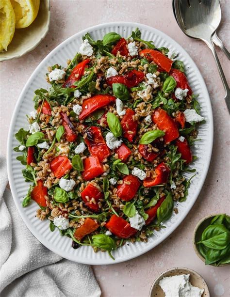 Roasted Pepper Salad With Farro And Goat Cheese Walder Wellness Rd