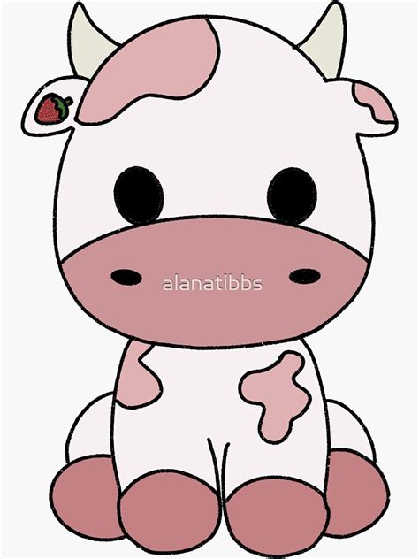 Tiktok Strawberry Cow Sticker For Sale By Alanatibbs Redbubble