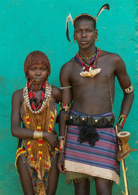 Maze Hamar Tribe Whipper And Girl Turmi Omo Valley Ethi
