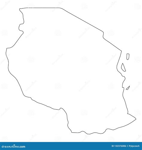 Tanzania Solid Black Outline Border Map Of Country Area Simple Flat