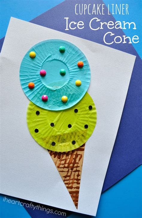 Cupcake Liner Ice Cream Cone Kids Craft Fun Summer Crafts Crafts For