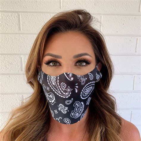 Black Bandana Pattern Mask Face Mask Printing