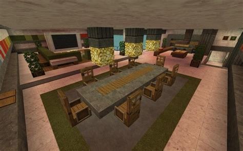 Modern Minecraft Kitchen Design Use Glowstone Above Dining Table Minecraft Houses Minecraft