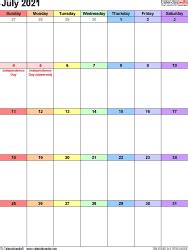 • you can use these templates as a scheduler, desktop calendar, holiday calendar, wall calendar, etc… • all calendar templates are downloadable. July 2021 - calendar templates for Word, Excel and PDF