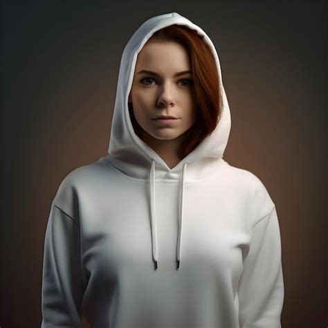 Premium Psd Portrait Of A Beautiful Young Woman In A White Hoodie