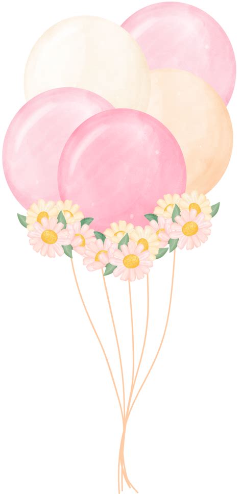 Cute Soft Pink Pastel Balloons Watercolour Illustration 16017537 Png