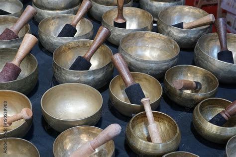 Set Of Singing Bowls Also Known As Tibetan Singing Bowls Rin Gongs
