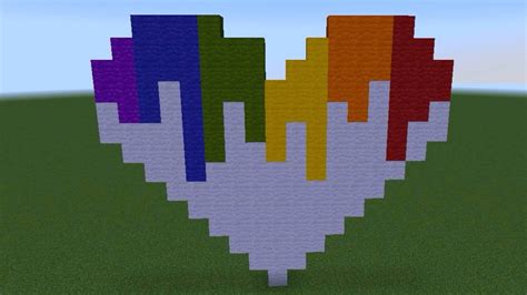 How To Build Rainbow Drip Heart Pixel Art In Minecraft Youtube