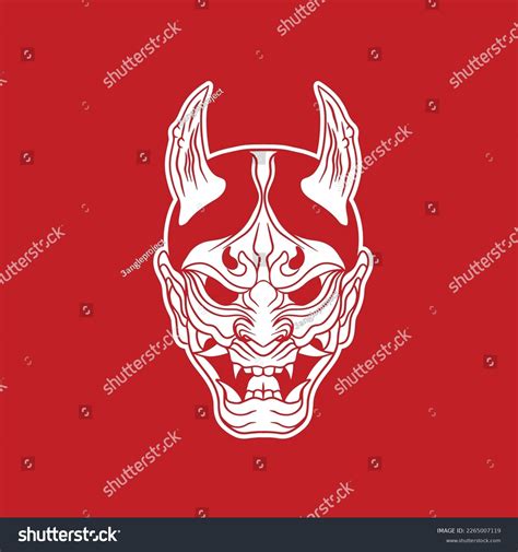 Japanese Demon Oni Mask Logo Design Stock Vector Royalty Free