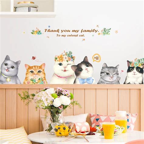 Buy Cartoon Cute Lovely Kitten Cat Wall Stickers For