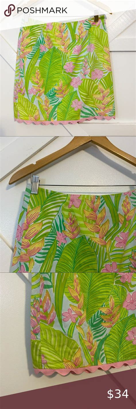 Lilly Pulitzer Simple Skirt Botanical Garden Scalloped Mini Pencil