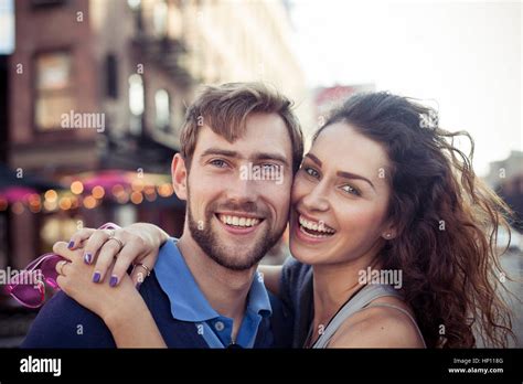 Couple Embracing Outdoors Portrait Stock Photo Alamy