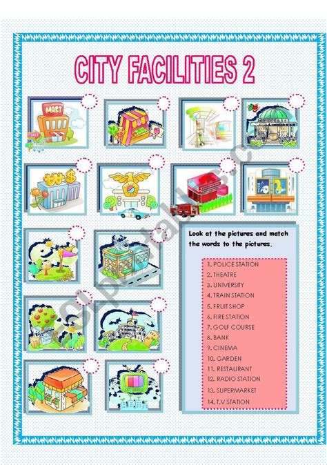 City Facilities 2 Esl Worksheet By Rosario Pacheco