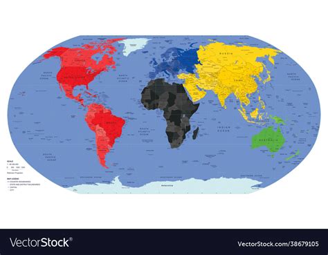 World Map Political Borders And Continents Vector Image