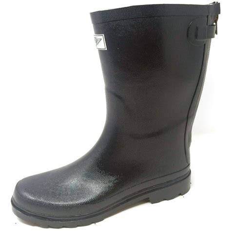 Forever Young Women Mid Calf 11 Rubber Rain Boots With Zipper Decor