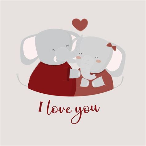 Big Isolated Cartoon Cute Animals Romantic Animals Couples In Love