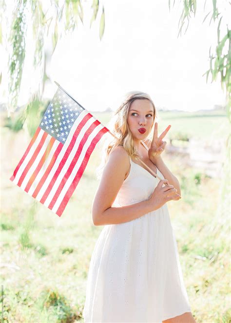 Teen Girl With American Flag Del Colaborador De Stocksy Marta