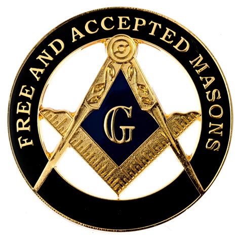 Fandam Square And Compass Round Masonic Auto Emblem Black And G