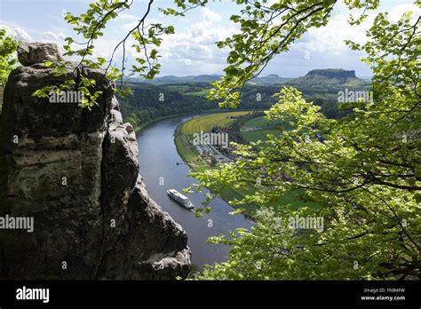 Germany Sachsische Schweiz Elbe Sandstone Highlands Elbe Valley River