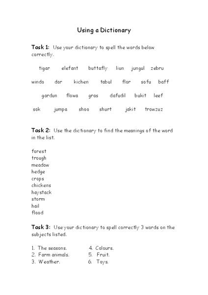 Using A Dictionary Worksheet For 1st 2nd Grade Lesson Planet