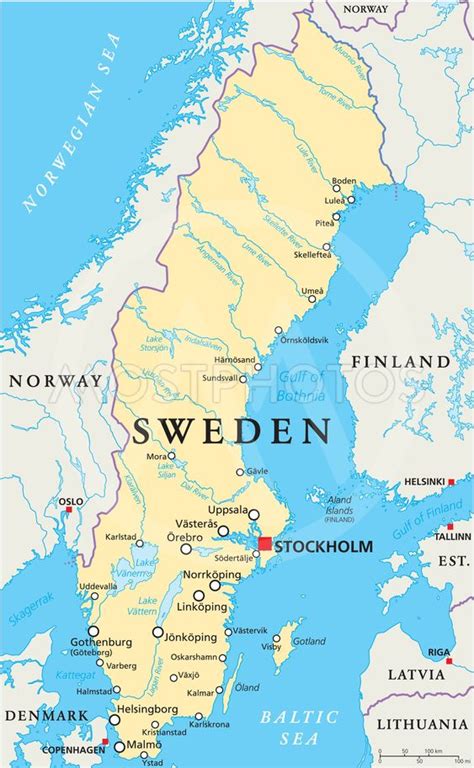 Satellite image of sweden, higly detalied maps, blank map of sweden, world and earth. "Sweden Political Map" by Peter Hermes Furian - Mostphotos
