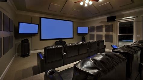3 Tv Screen Media Room With Leather Theater Chairs More