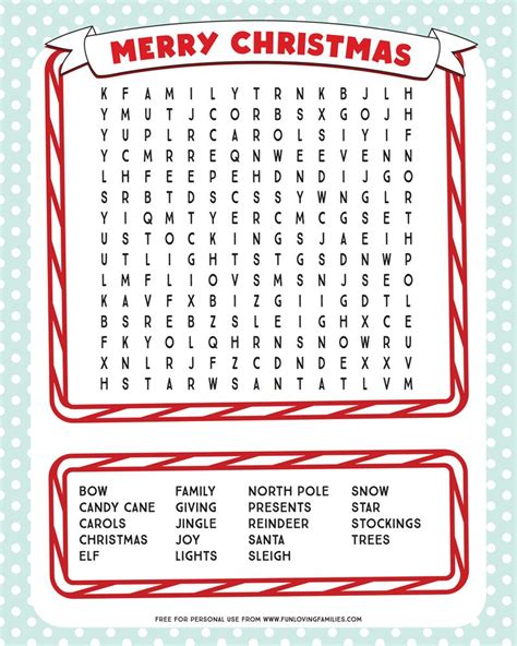 Fun And Festive Christmas Word Search For Kids