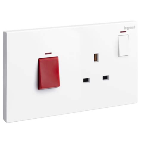 Galion 2 Gang Cooker Unit Control 45a Double Pole Switch With Bs 13a Switched Socket Outlet