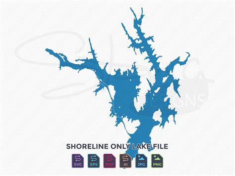 Badin Lake Nc Shoreline Only Map Single Layer Svg Pdf Ai Etsy In 2023