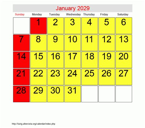 January 2029 Roman Catholic Saints Calendar