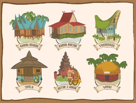 Traditional Houses In Indonesia Traditional Houses Illustration Artwork