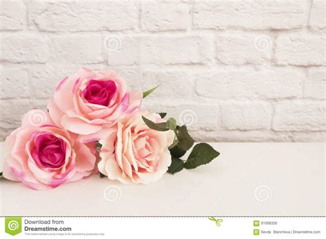 Pink Rose Mock Up Styled Stock Photography Floral Styled Wall Mock Up