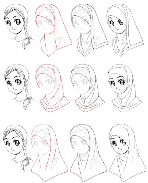 how to draw a girl with hijab step by step girl drawing pencil images and photos finder
