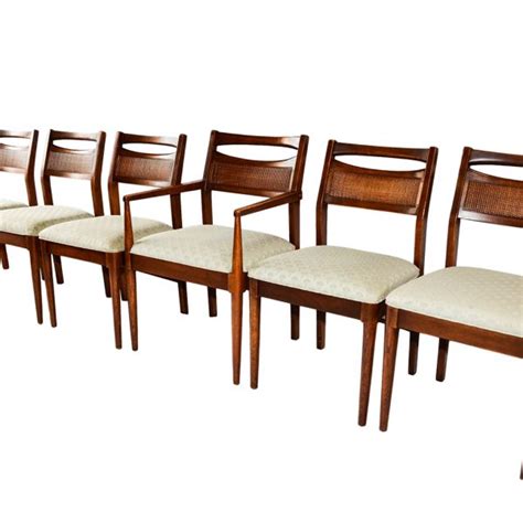 Mid Century Modern Six Walnut Dining Chairs American Of Martinsville