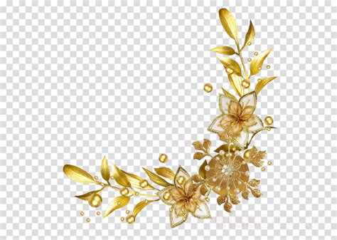 Gold Flowers White Flowers Flower Border Png Floral Watercolor