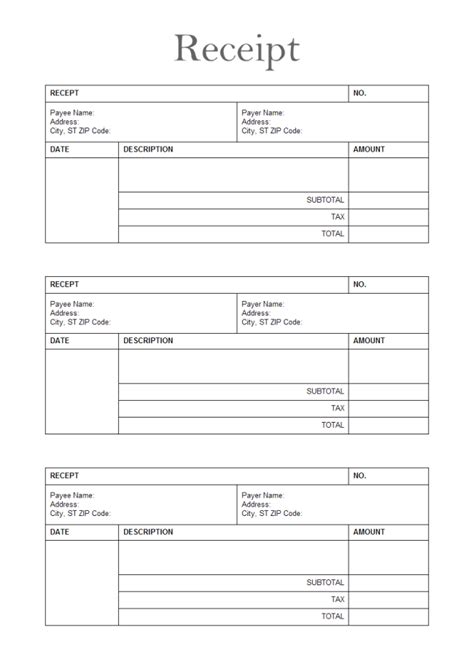 Free Printable Template For Receipts Free Printable Templates