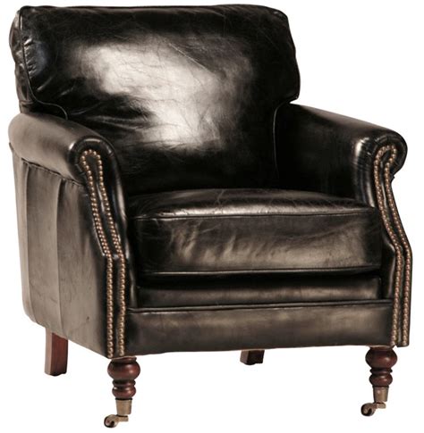 Buy Hand Crafted Cigar Club Chair In Black Leather Made To Order From