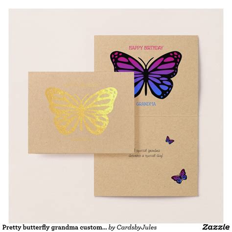 It's 100% free, and you also can use your own customized birthday calendar and birthday reminders. Pretty butterfly grandma customized birthday gold foil ...