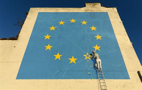 1974, a remarkable figure of british street art. Banksy responds after Brexit artwork is painted over in ...