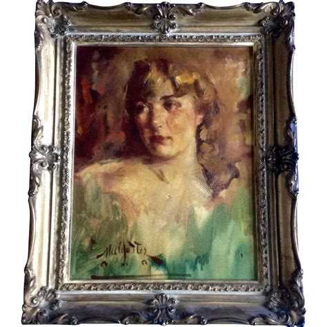 M Foster Antique Oil Painting Old Master Figural Woman Portrait Signed