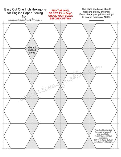 Full Page Free Printable Hexagon Template For Quilting