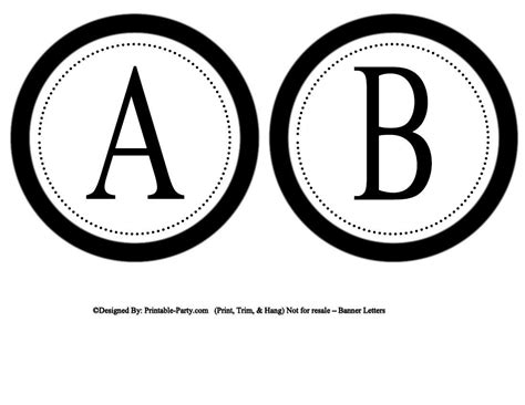 5 Inch Circle Black Banner Printable Alphabet Letters Printable