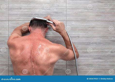 Man In The Bathroom Under The Shower Stock Image Image Of Lifestyle