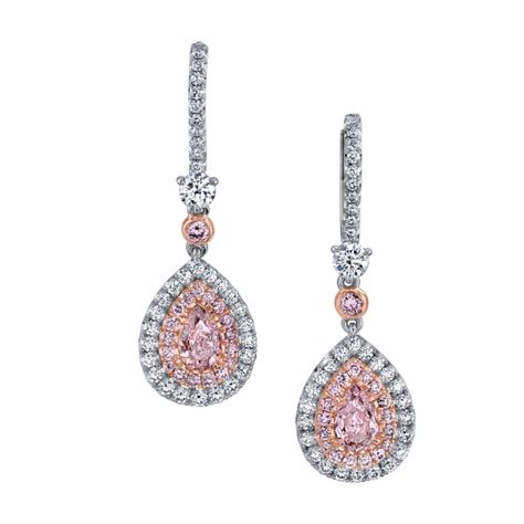 Natural Pear Shape Pink Diamond Drop Earrings Nicole Mera