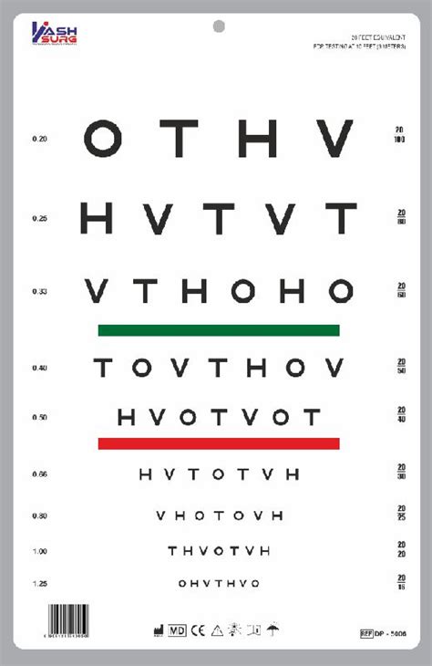 Hotv Optotypes Eye Chart Color Red Green Bars Kashmir Surgical
