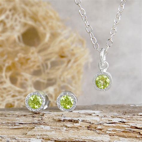 Birthstone Peridot Silver Jewellery Set By Embers Gemstone Jewellery