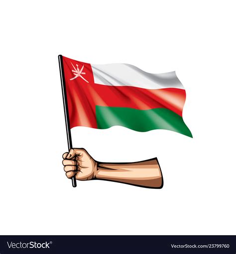 Oman Flag And Hand On White Background Royalty Free Vector