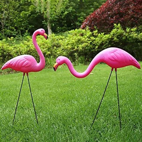 2 Pack Plastic Pink Flamingo Yard Outdoor Lawn Garden Decor Etsy