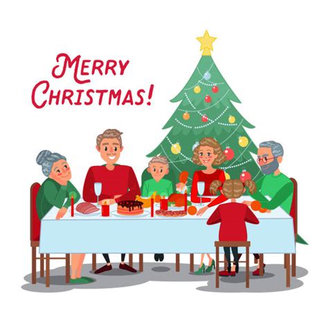 Santa Eating Christmas Dinner Food Illustrations Royalty Free Vector